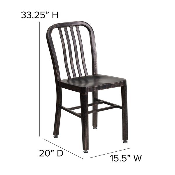 2PK Black-Gold Metal Indoor-Outdoor Chair - Bistro