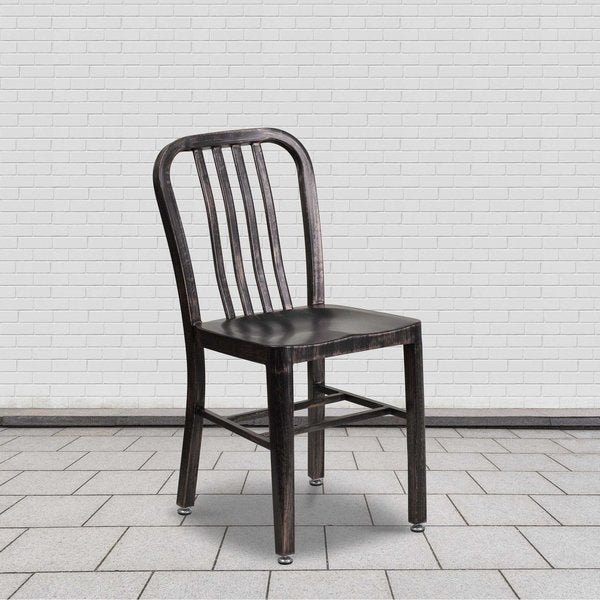 2PK Black-Gold Metal Indoor-Outdoor Chair - Bistro