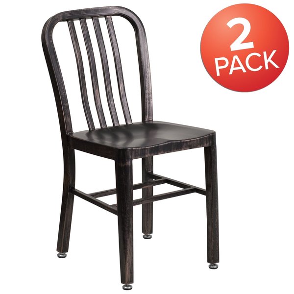 2PK Black-Gold Metal Indoor-Outdoor Chair - Bistro