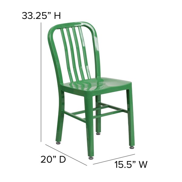 Gael Commercial Grade 2 Pack Green Metal Indoor-Outdoor Chair