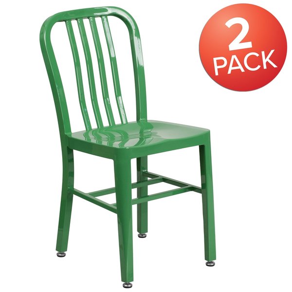 Gael Commercial Grade 2 Pack Green Metal Indoor-Outdoor Chair