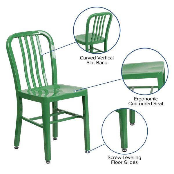 Gael Commercial Grade 2 Pack Green Metal Indoor-Outdoor Chair