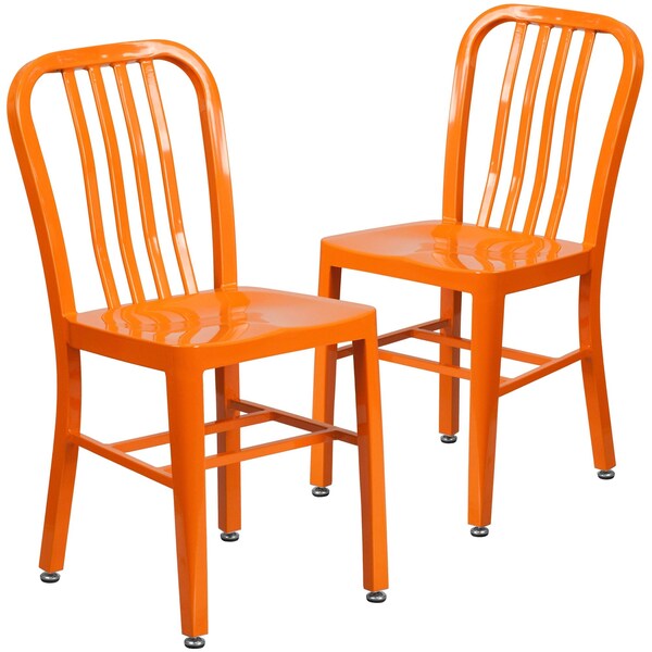 Gael Commercial Grade 2 Pack Orange Metal Indoor-Outdoor Chair