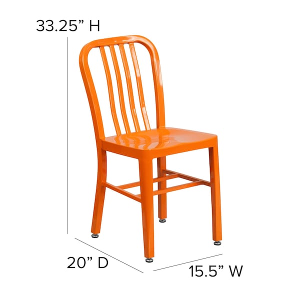 Gael Commercial Grade 2 Pack Orange Metal Indoor-Outdoor Chair