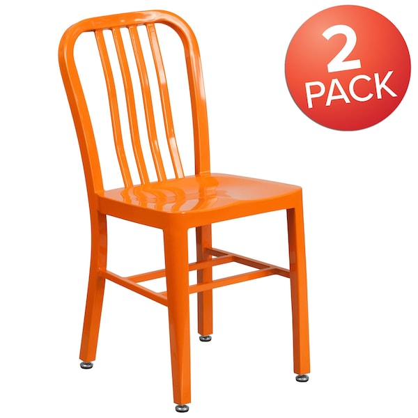 Gael Commercial Grade 2 Pack Orange Metal Indoor-Outdoor Chair