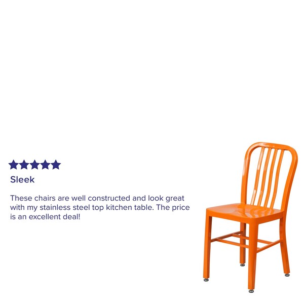 Gael Commercial Grade 2 Pack Orange Metal Indoor-Outdoor Chair