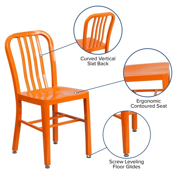 Gael Commercial Grade 2 Pack Orange Metal Indoor-Outdoor Chair