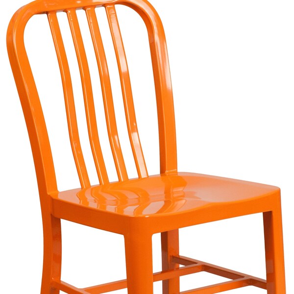 Gael Commercial Grade 2 Pack Orange Metal Indoor-Outdoor Chair