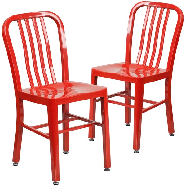 Gael Commercial Grade 2 Pack Red Metal Indoor-Outdoor Chair