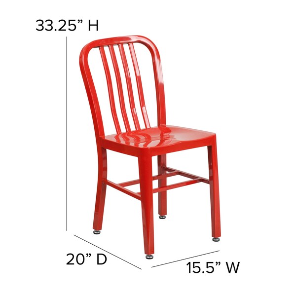 Gael Commercial Grade 2 Pack Red Metal Indoor-Outdoor Chair