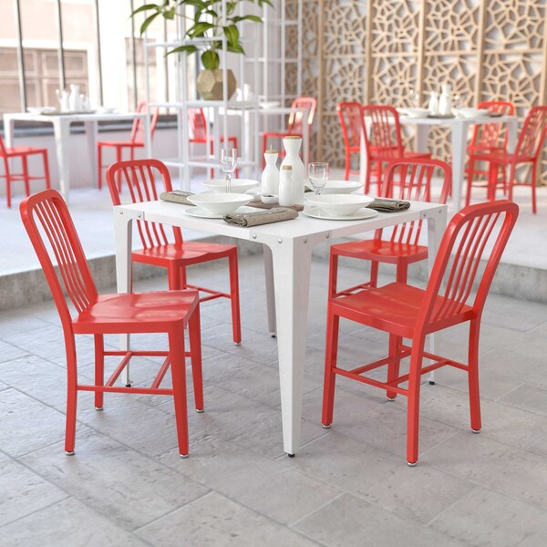 Gael Commercial Grade 2 Pack Red Metal Indoor-Outdoor Chair