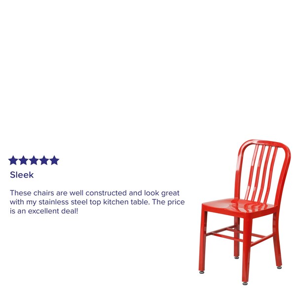 Gael Commercial Grade 2 Pack Red Metal Indoor-Outdoor Chair