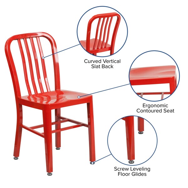 Gael Commercial Grade 2 Pack Red Metal Indoor-Outdoor Chair