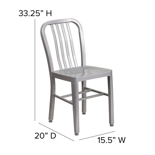 Gael Commercial Grade 2 Pack Silver Metal Indoor-Outdoor Chair