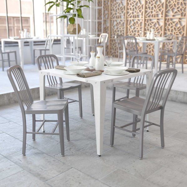 Gael Commercial Grade 2 Pack Silver Metal Indoor-Outdoor Chair