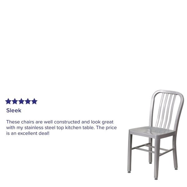Gael Commercial Grade 2 Pack Silver Metal Indoor-Outdoor Chair