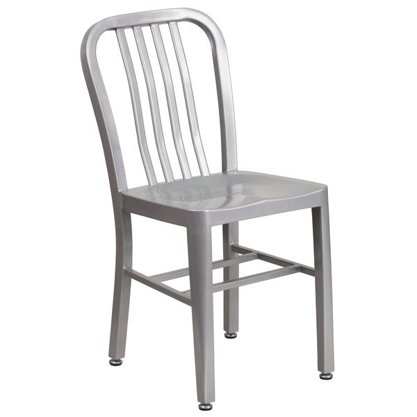 Gael Commercial Grade 2 Pack Silver Metal Indoor-Outdoor Chair