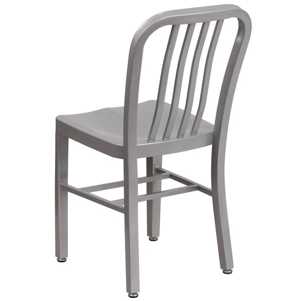 Gael Commercial Grade 2 Pack Silver Metal Indoor-Outdoor Chair
