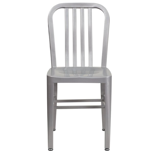 Gael Commercial Grade 2 Pack Silver Metal Indoor-Outdoor Chair