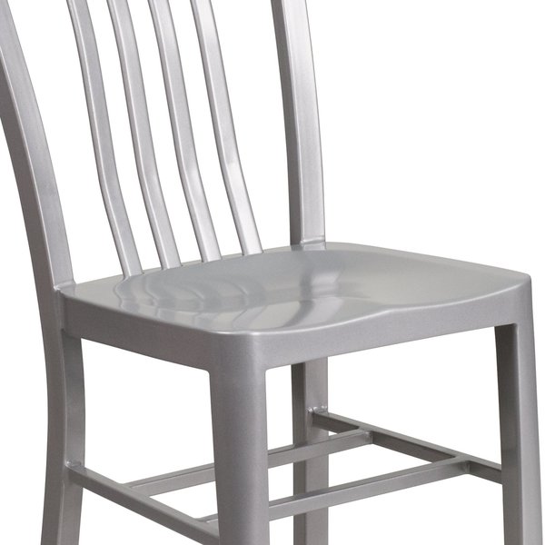 Gael Commercial Grade 2 Pack Silver Metal Indoor-Outdoor Chair