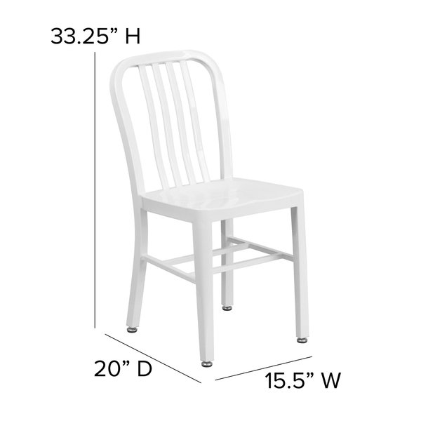 Gael Commercial Grade 2 Pack White Metal Indoor-Outdoor Chair