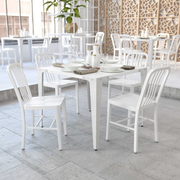 Gael Commercial Grade 2 Pack White Metal Indoor-Outdoor Chair