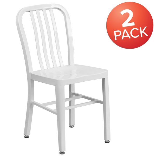 Gael Commercial Grade 2 Pack White Metal Indoor-Outdoor Chair