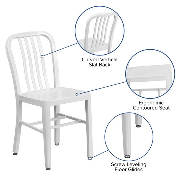Gael Commercial Grade 2 Pack White Metal Indoor-Outdoor Chair