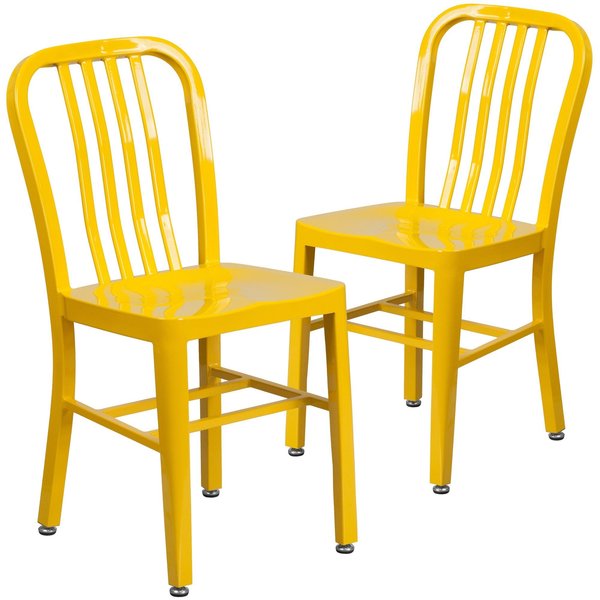 Gael Commercial Grade 2 Pack Yellow Metal Indoor-Outdoor Chair