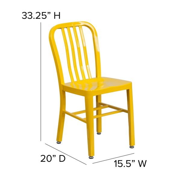 Gael Commercial Grade 2 Pack Yellow Metal Indoor-Outdoor Chair