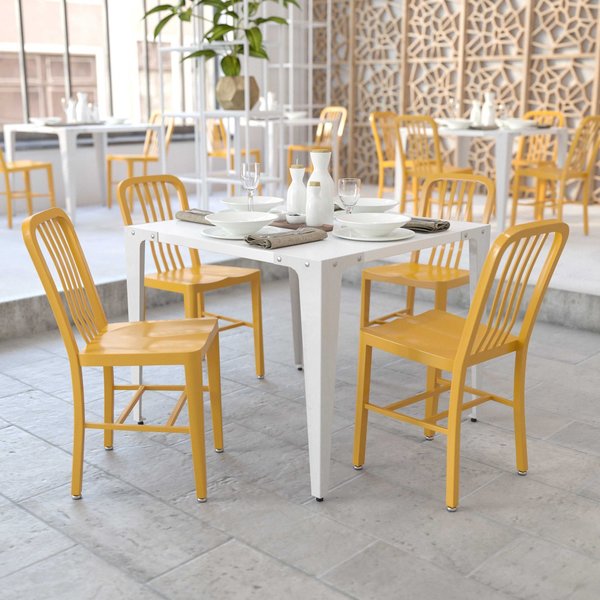 Gael Commercial Grade 2 Pack Yellow Metal Indoor-Outdoor Chair