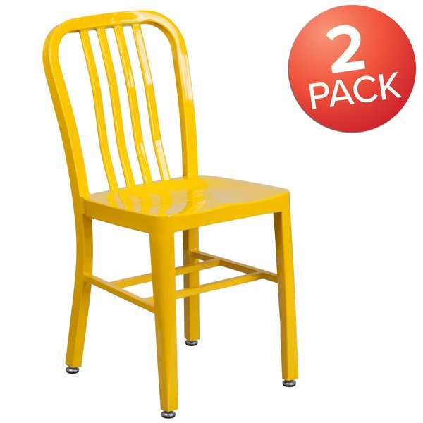 Gael Commercial Grade 2 Pack Yellow Metal Indoor-Outdoor Chair