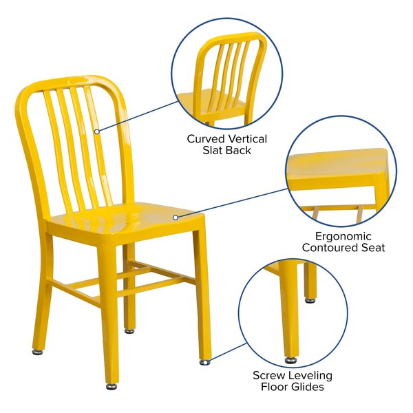 Gael Commercial Grade 2 Pack Yellow Metal Indoor-Outdoor Chair