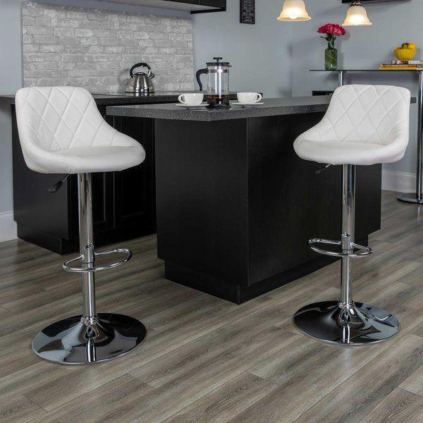 White Vinyl Barstool