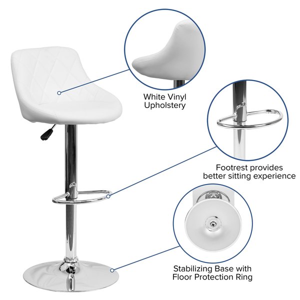 White Vinyl Barstool