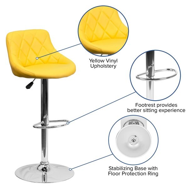 Yellow Vinyl Barstool