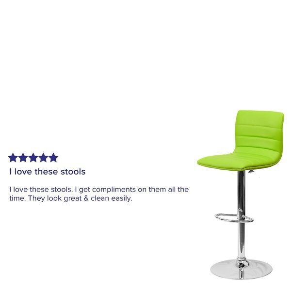 Green Vinyl Adjust Barstool, Counter Ht Swivel, Chrome Pedestal Base, PK2