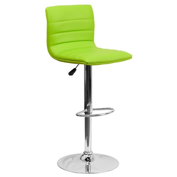 Green Vinyl Adjust Barstool, Counter Ht Swivel, Chrome Pedestal Base, PK2