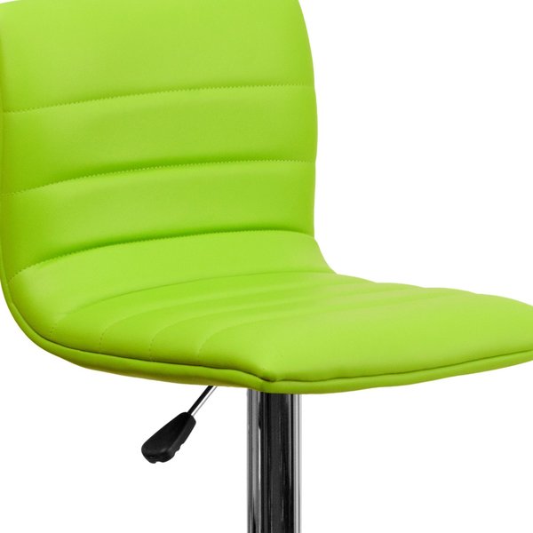 Green Vinyl Adjust Barstool, Counter Ht Swivel, Chrome Pedestal Base, PK2