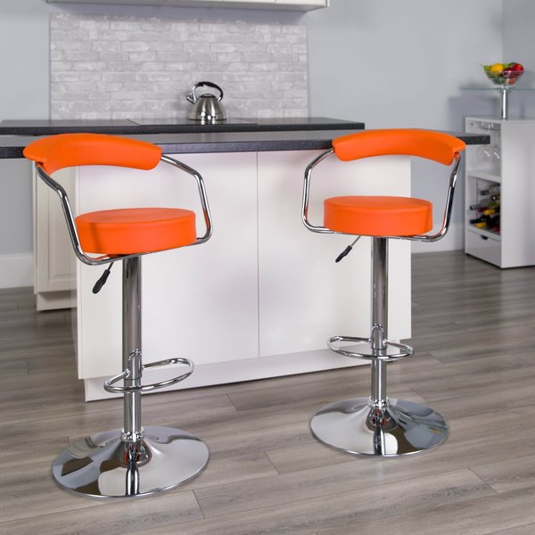 Orange Vinyl Barstool