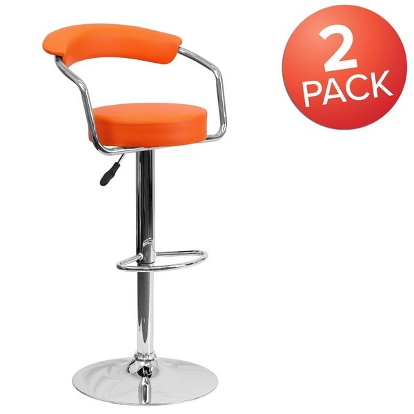 Orange Vinyl Barstool