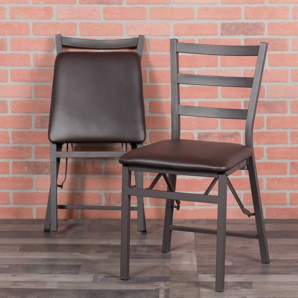 Brown Ladderback Folding Chair