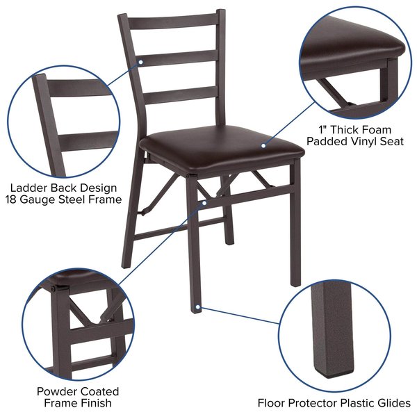 Brown Ladderback Folding Chair