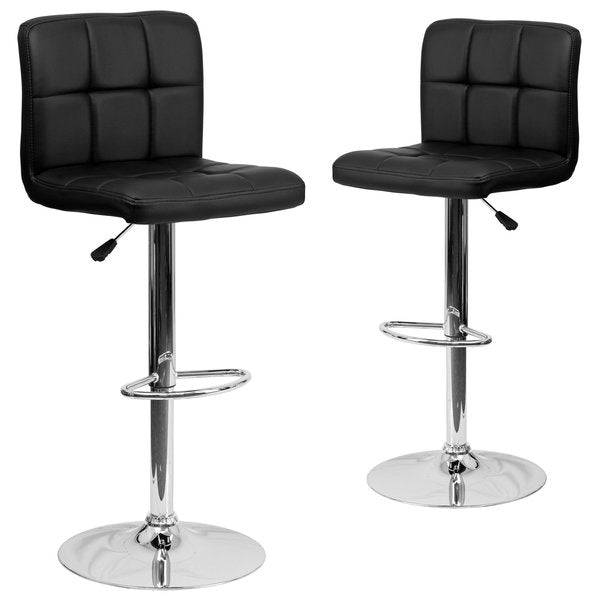 Black Quilted Vinyl Barstool