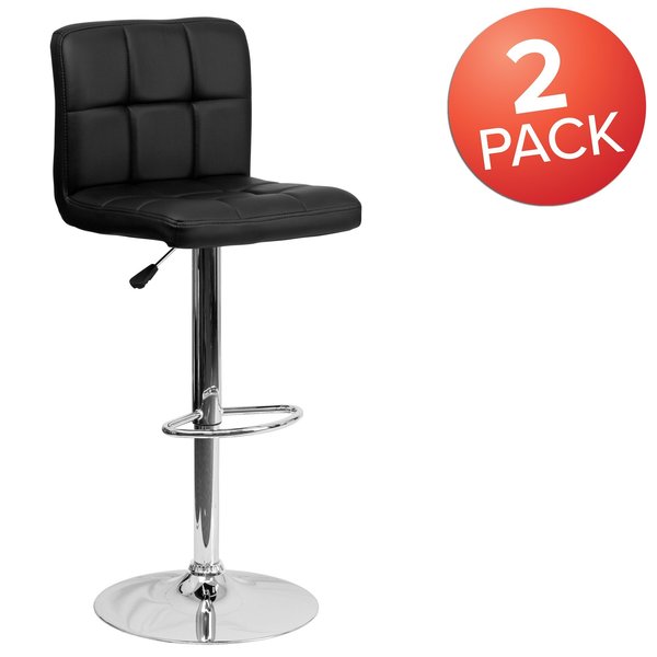 Black Quilted Vinyl Barstool