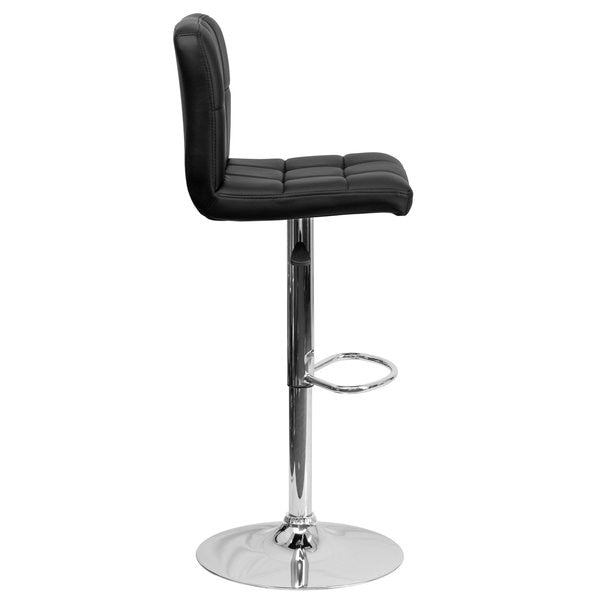 Black Quilted Vinyl Barstool