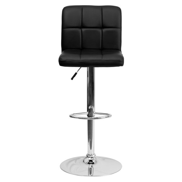 Black Quilted Vinyl Barstool