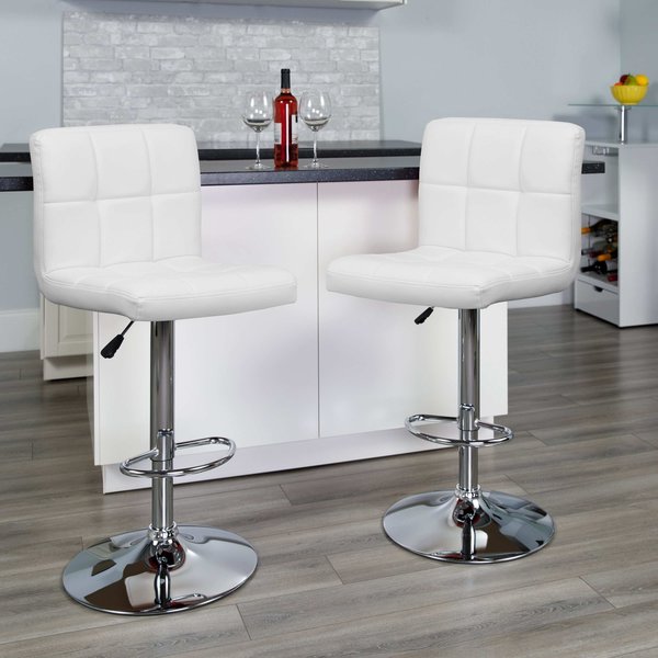 White Quilted Vinyl Barstool