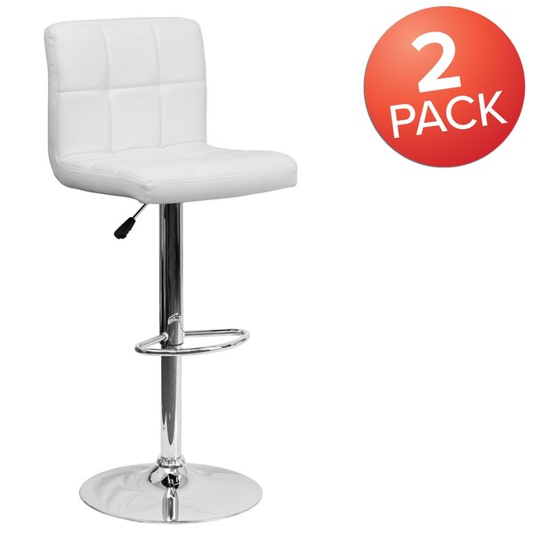 White Quilted Vinyl Barstool