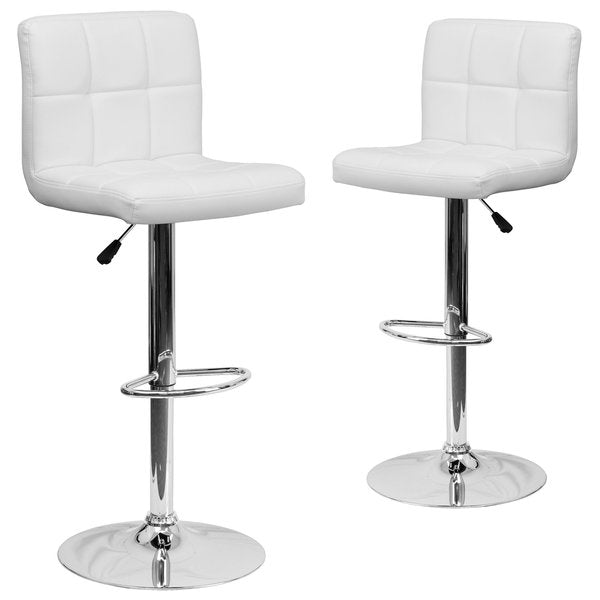 White Quilted Vinyl Barstool